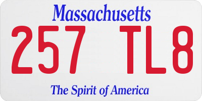 MA license plate 257TL8