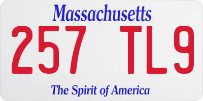 MA license plate 257TL9