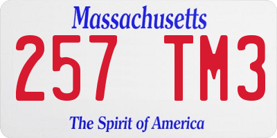 MA license plate 257TM3