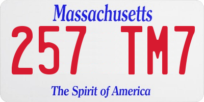 MA license plate 257TM7