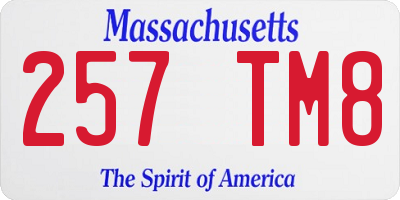 MA license plate 257TM8