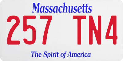 MA license plate 257TN4