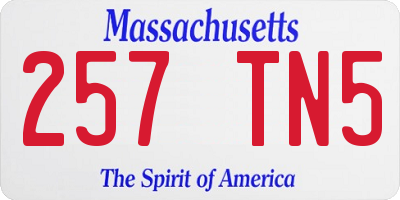 MA license plate 257TN5
