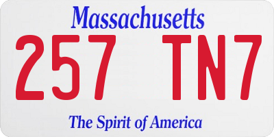 MA license plate 257TN7