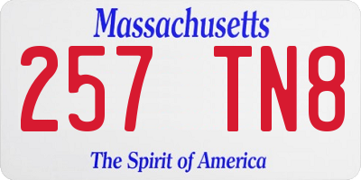 MA license plate 257TN8