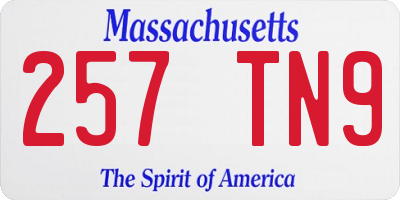 MA license plate 257TN9