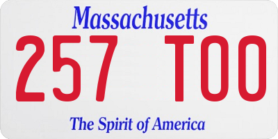 MA license plate 257TO0