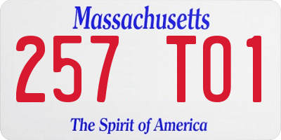 MA license plate 257TO1