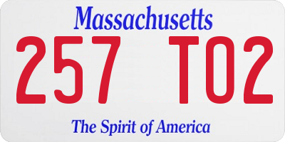 MA license plate 257TO2