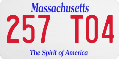 MA license plate 257TO4