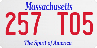 MA license plate 257TO5