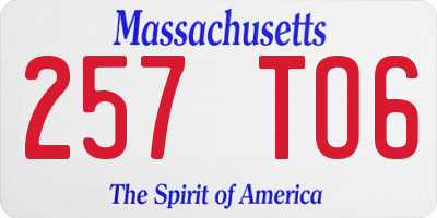 MA license plate 257TO6