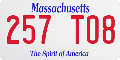 MA license plate 257TO8