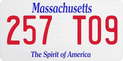 MA license plate 257TO9