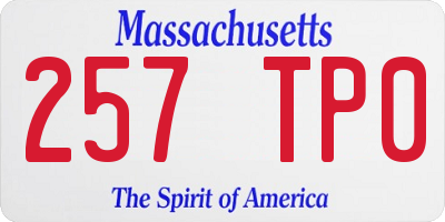 MA license plate 257TP0