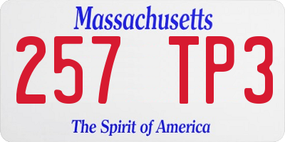 MA license plate 257TP3