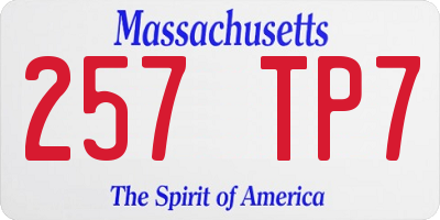 MA license plate 257TP7