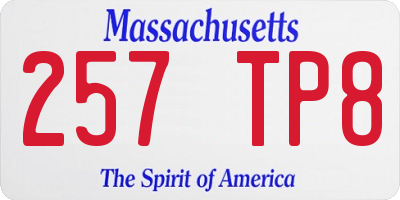 MA license plate 257TP8