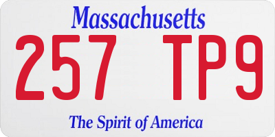 MA license plate 257TP9