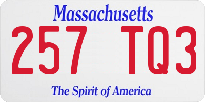 MA license plate 257TQ3