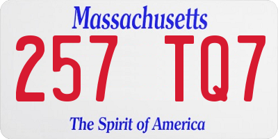 MA license plate 257TQ7