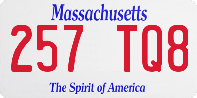 MA license plate 257TQ8