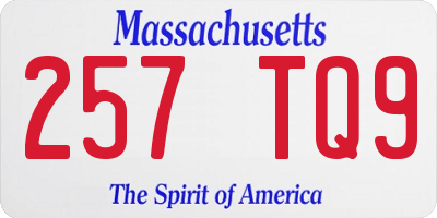 MA license plate 257TQ9