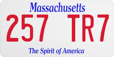 MA license plate 257TR7