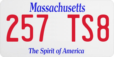 MA license plate 257TS8