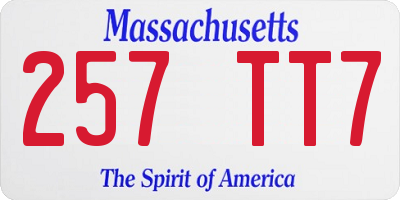 MA license plate 257TT7