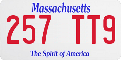 MA license plate 257TT9