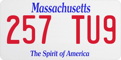 MA license plate 257TU9