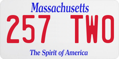 MA license plate 257TW0
