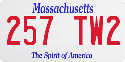 MA license plate 257TW2