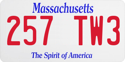 MA license plate 257TW3