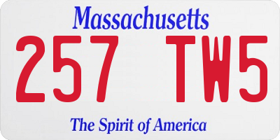 MA license plate 257TW5