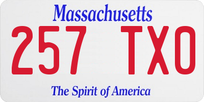 MA license plate 257TX0