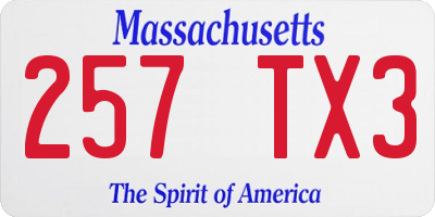 MA license plate 257TX3
