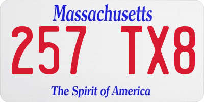 MA license plate 257TX8