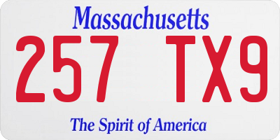 MA license plate 257TX9