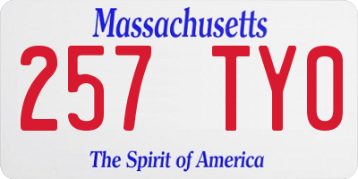 MA license plate 257TY0
