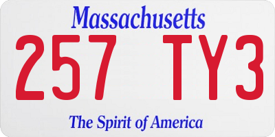 MA license plate 257TY3