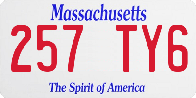 MA license plate 257TY6