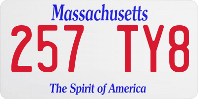 MA license plate 257TY8