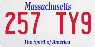 MA license plate 257TY9