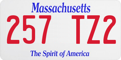 MA license plate 257TZ2