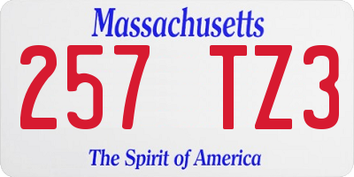 MA license plate 257TZ3