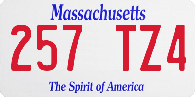 MA license plate 257TZ4