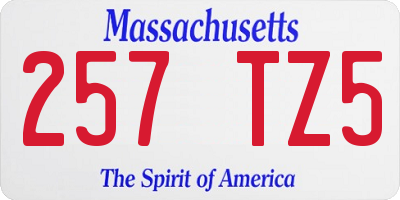 MA license plate 257TZ5
