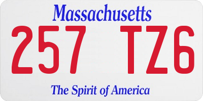 MA license plate 257TZ6